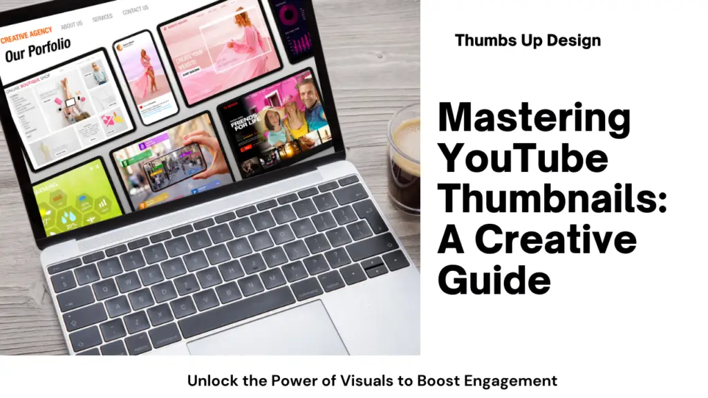 A Laptop illustrating different eye-catching thumbnails designs that attract viewers to make money on YouTube.